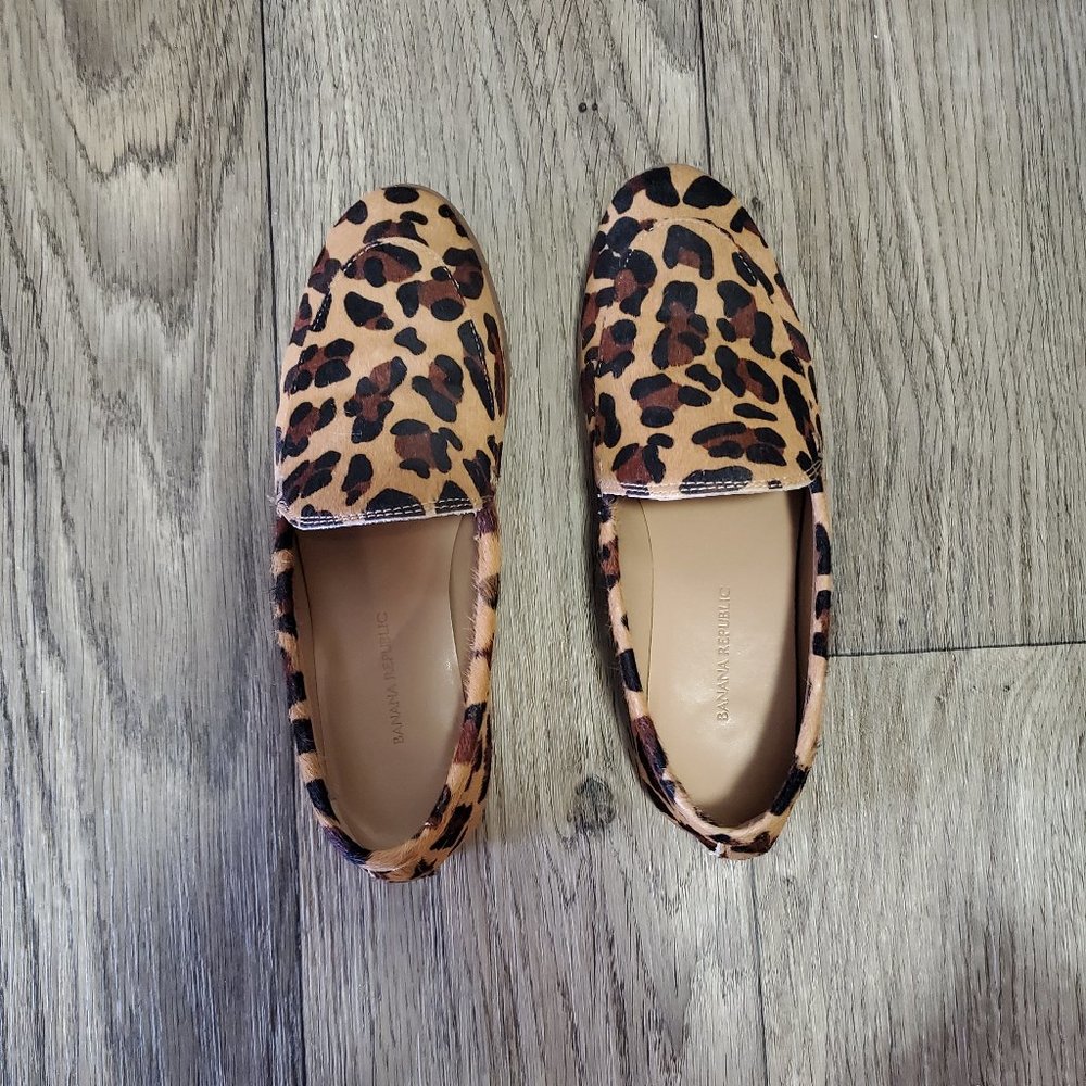 Banana Republic Leopard Calf Hair Loafers
